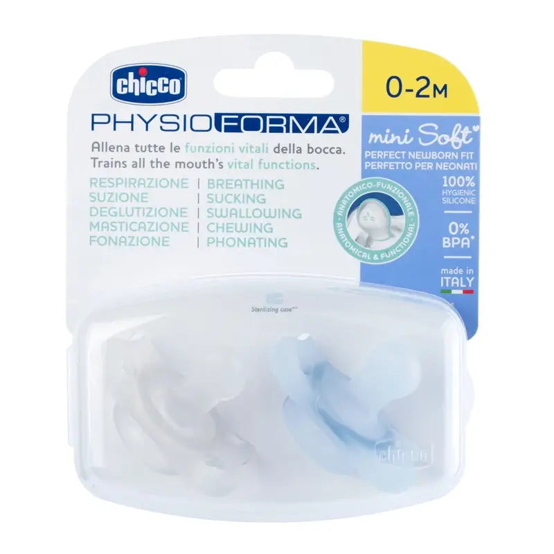 Chicco Pacifier Physioforma Minisoft Blue 0-2M 2 Units