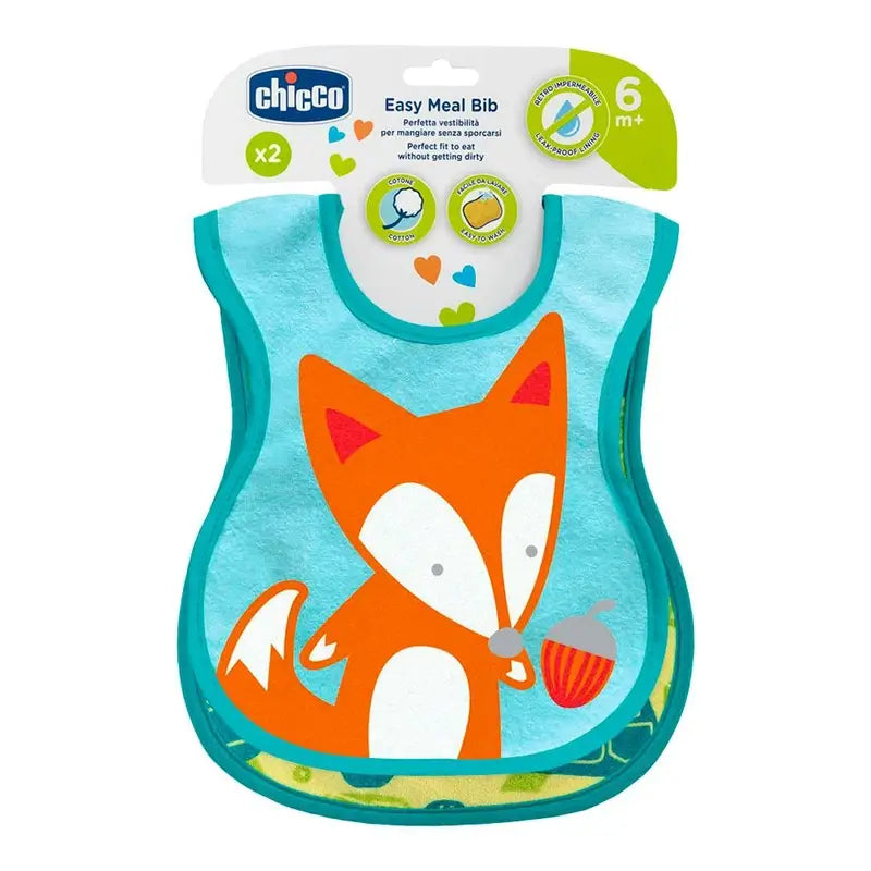 Chicco Neutral Cotton Bibs Set 6M+ 2 Units