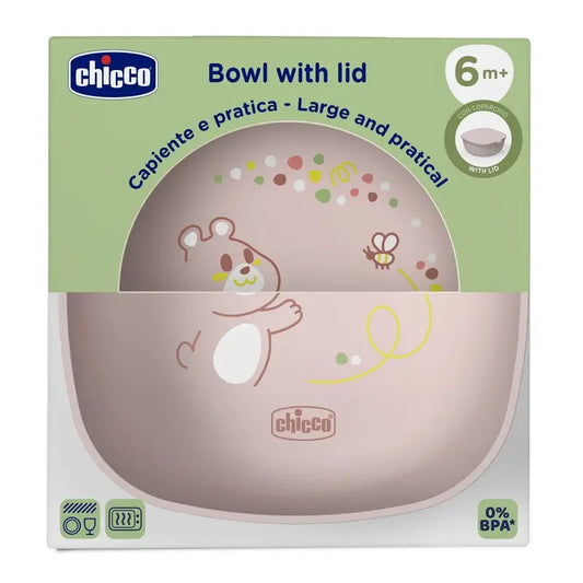 Chicco Bowl With Lid 6M+ Pink