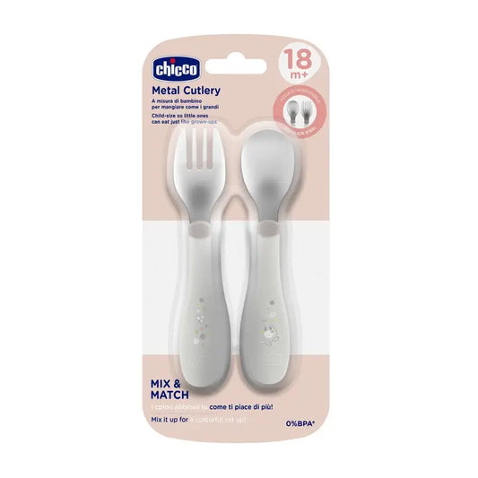 Chicco Cutlery Set Stainless Steel Grey 18M+