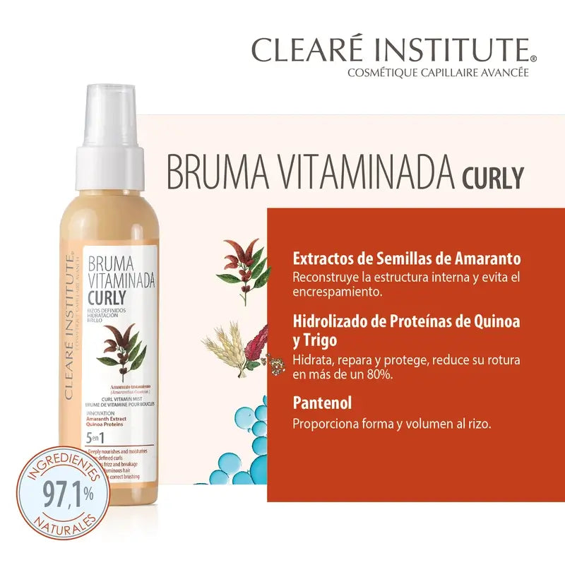 Clearé Institute Anti-Frizz Vitamin Mist Curly Hair Curly Method 125 Ml
