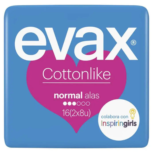 Evax Cottonlike Normal Pads with Wings 16 units