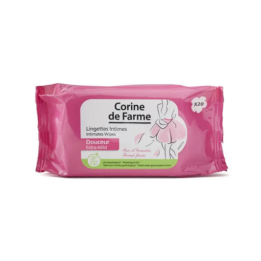 Corine De Farme Gentle Wipes Adult Intimate Hygiene , 20 pieces