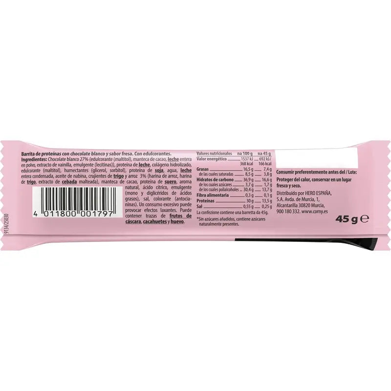 Corny Protein Soft White Chocolate & Strawberry , 45 grams