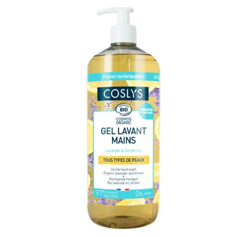 Coslys Organic Liquid Hand Soap Gel with Lemon, 1000 ml