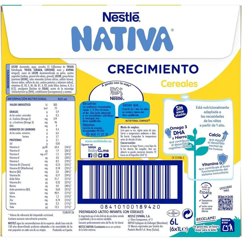 Nestlé Nativa Growth 3 Cereals, 1L