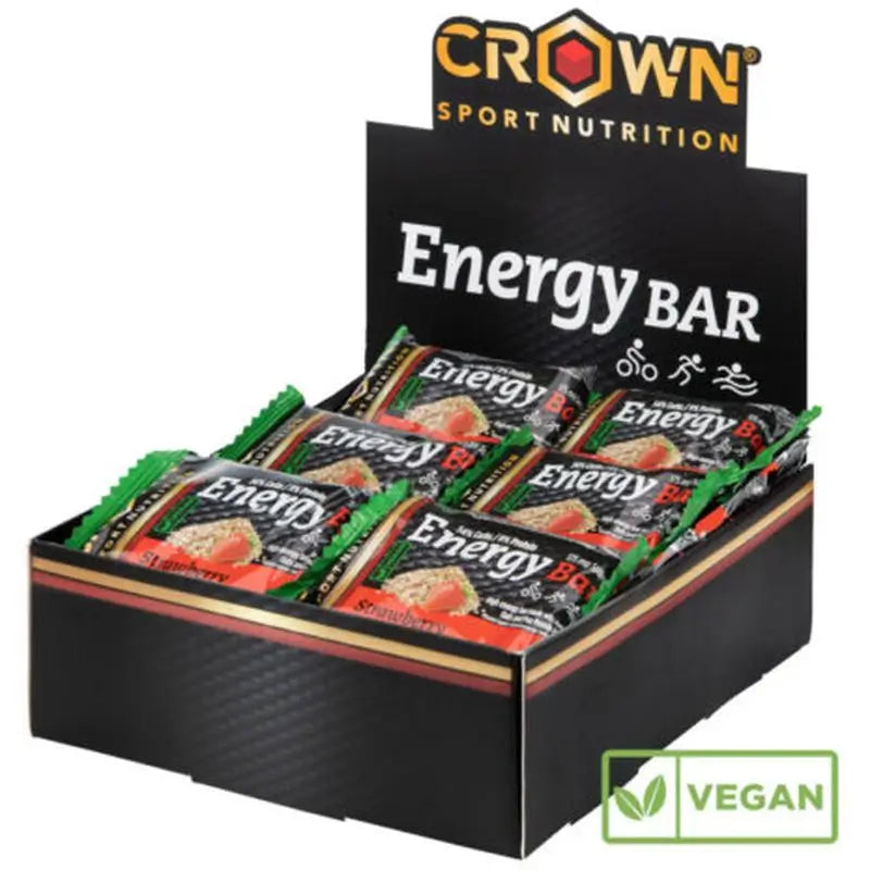 Crown Sport Nutrition Energy Vegan Vegan Bar Strawberry , 12 x 60 grams