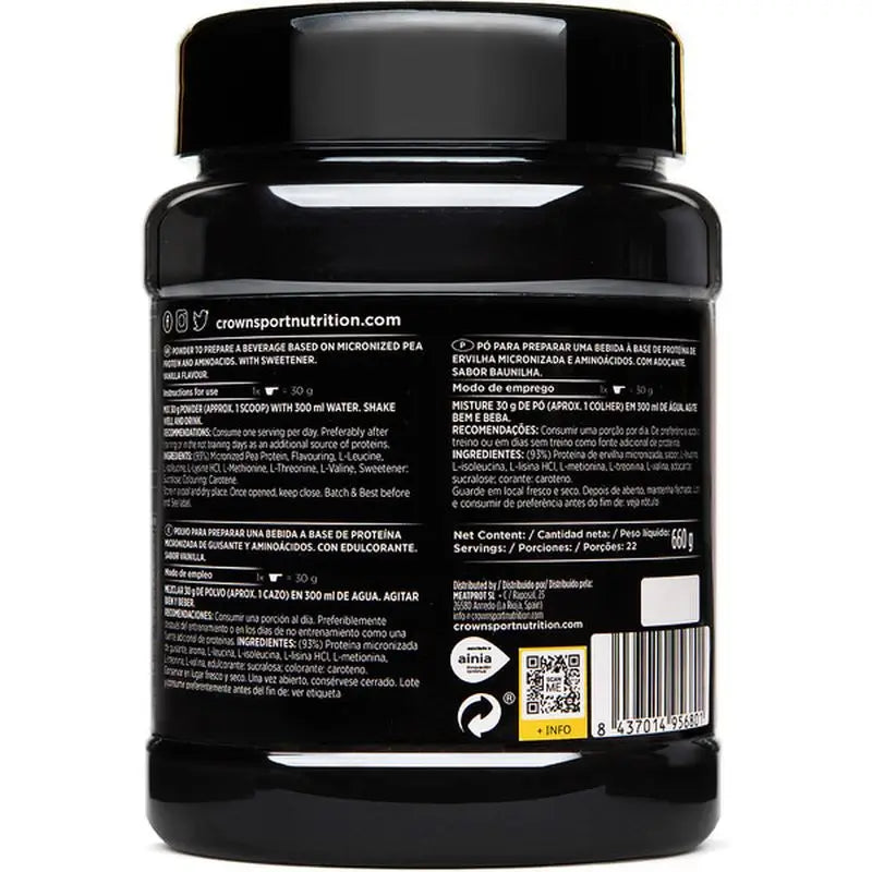 Crown Sport Nutrition Vegan Protein+ Vanilla , 660g (22 servings)