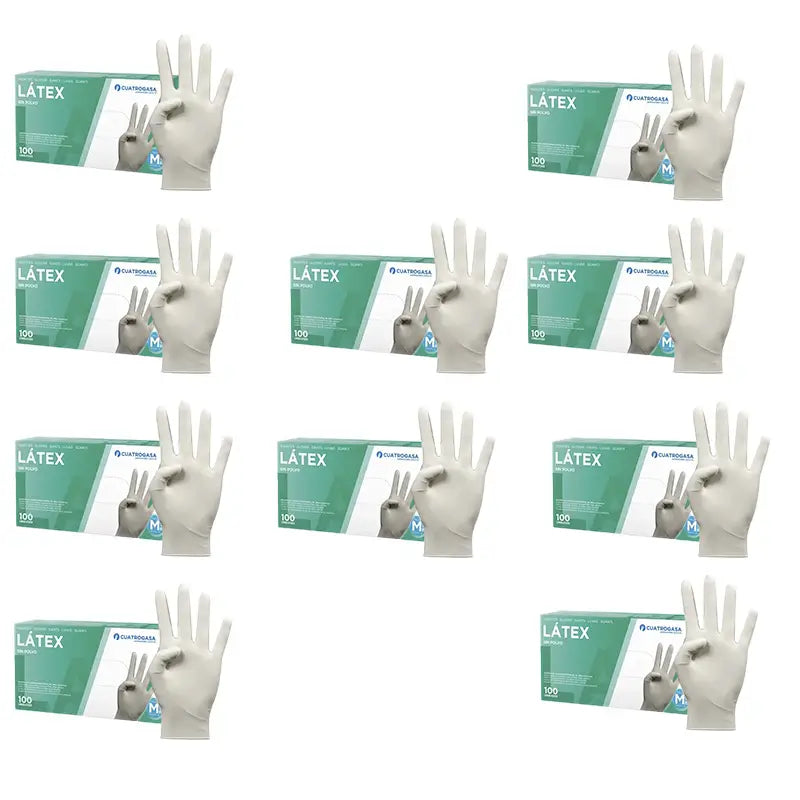 Cuatrogasa Latex Powder Free Gloves White Size M, 10X100 Units