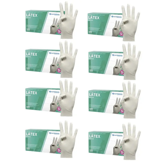 Cuatrogasa Latex Powder Free Gloves White Size S, 8X100 Units