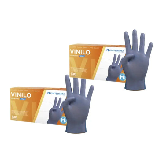 Cuatrogasa Powder Free Vinyl Gloves Blue Size M, 2X100 Units