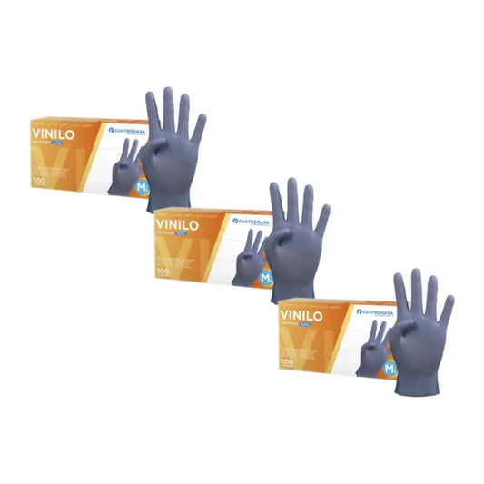 Cuatrogasa Powder Free Vinyl Gloves Blue Size M, 3X100 Units