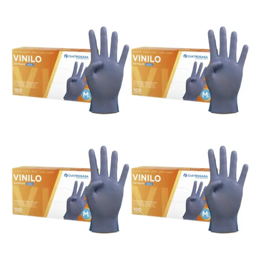 Cuatrogasa Powder Free Vinyl Gloves Blue Size M, 4X100 Units