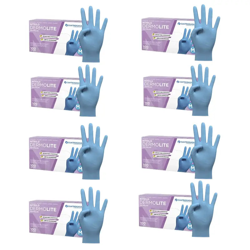 Cuatrogasa Powder Free Vinyl Gloves Blue Size M, 8X100 Units