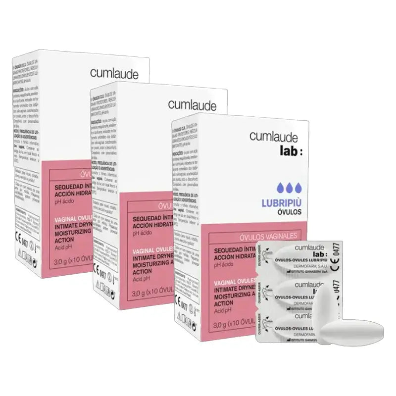 Cumlaude Lubripiu Lab Moisturising and Soothing Vaginal Ovuli, Pack 3 x 10 Units