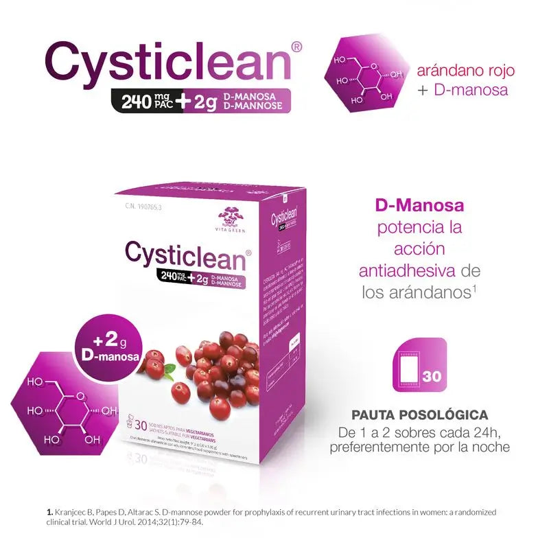 Cysticlean D-Mannose 240 mg Pac, 30 sachets