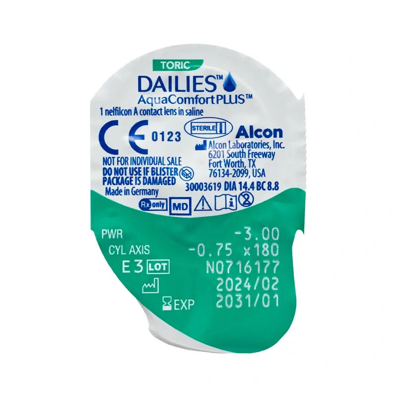 Dailies AquaComfort Plus Daily Toric Lenses , 90 units