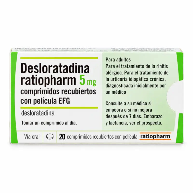 Desloratadine Ratiopharm 5 mg, 20 Film-coated Tablets
