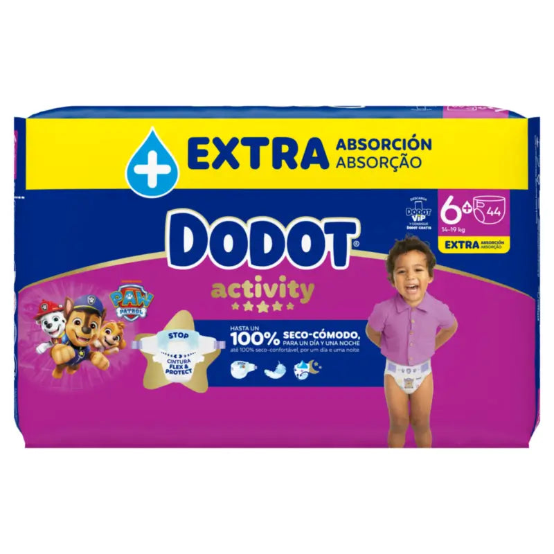 Dodot Activity Size 6+ (+14 kg), 44 Nappies