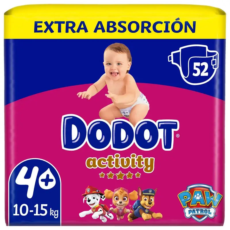 Dodot Activity Size 4+ Extra Jumbo (10-15Kg), 52 Nappies