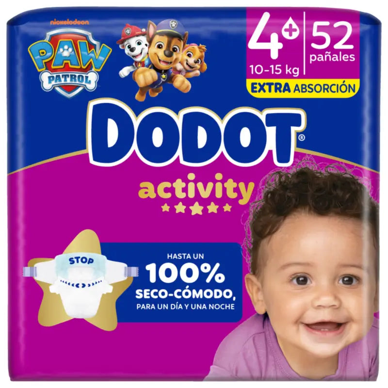 Dodot Activity Size 4+ Extra Jumbo (10-15Kg), 52 Nappies