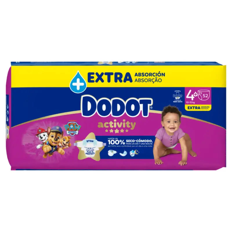 Dodot Activity Size 4+ Extra Jumbo (10-15Kg), 52 Nappies