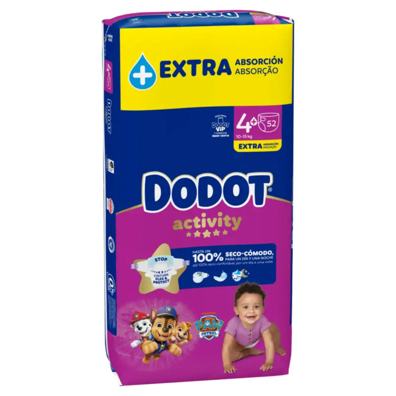 Dodot Activity Size 4+ Extra Jumbo (10-15Kg), 52 Nappies