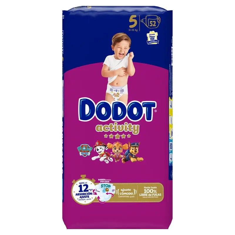 Dodot Activity Size 5 (12-16 Kg), 52 Nappies