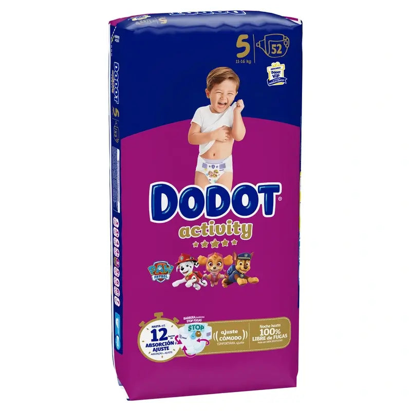 Dodot Activity Size 5 (12-16 Kg), 52 Nappies