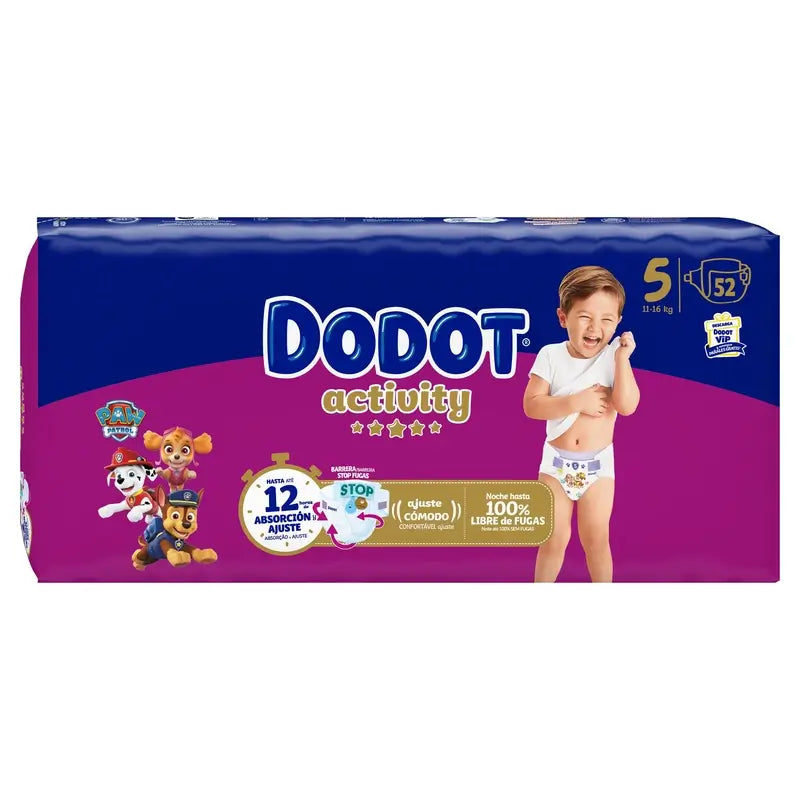 Dodot Activity Size 5 (12-16 Kg), 52 Nappies