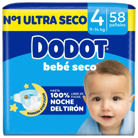 Dodot Baby Dry Size 4 (9-14 Kg), 58 Nappies