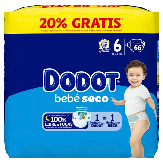 Dodot Baby Dry Size 6, 13Kg-18Kg, 66 Nappies