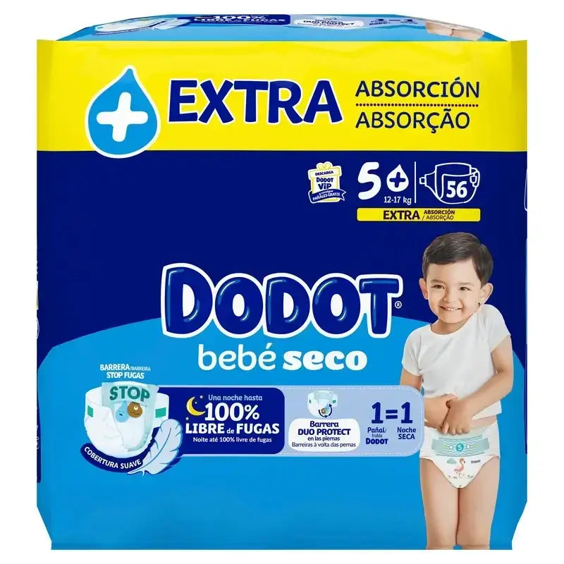 Dodot Baby Dry Baby Size 5 Extra Jumbo, 2x56 Nappies
