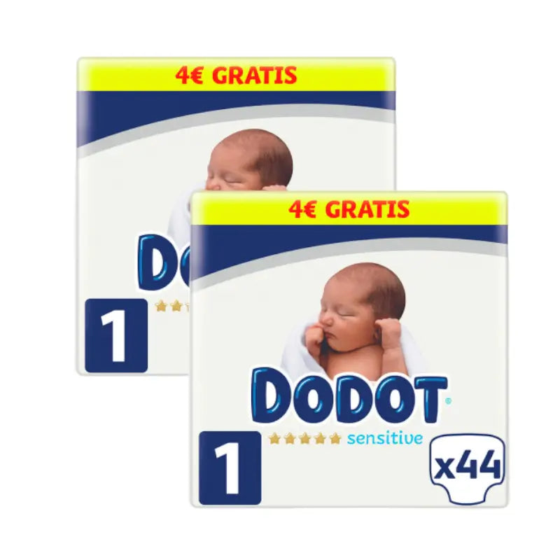 Dodot Pack 2X Sensitive Newborn Nappy (2-5 Kg), 88 Units