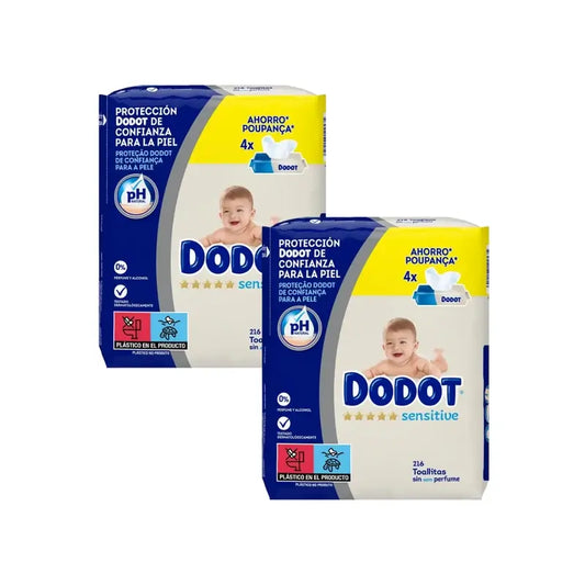 Dodot Pack 2 X Sensitive Wipes 4X54 (216 Units)