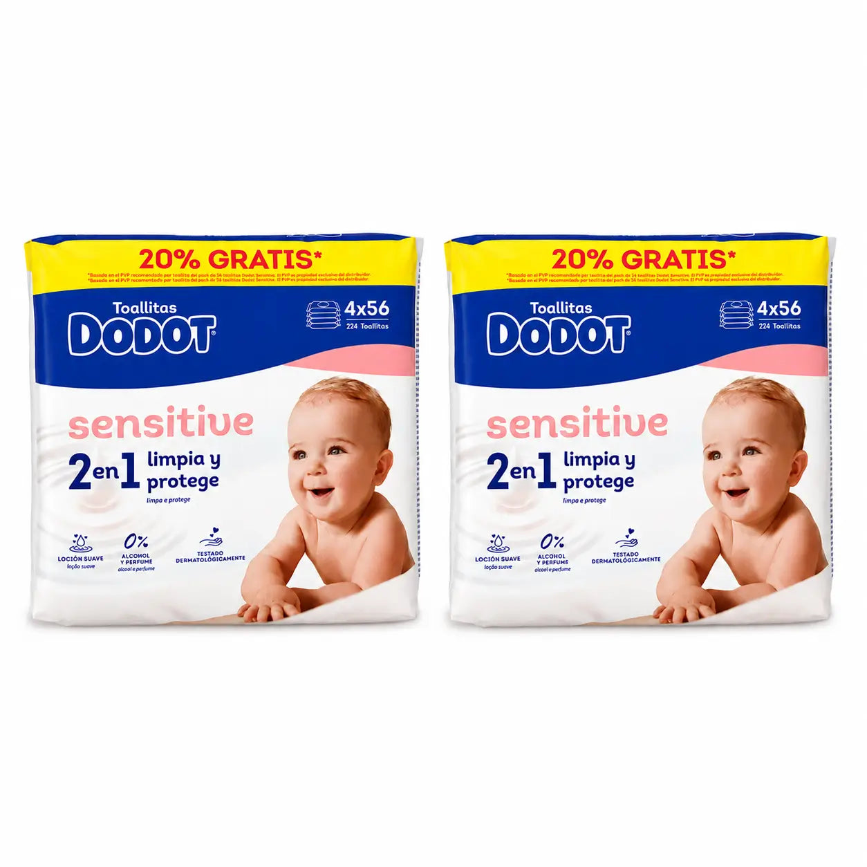 Dodot Sensitive Wipes, 2 x 224 wipes