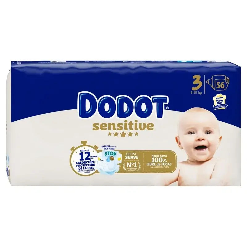 Dodot Sensitive Size 3 (6-10 Kg), 168 Nappies