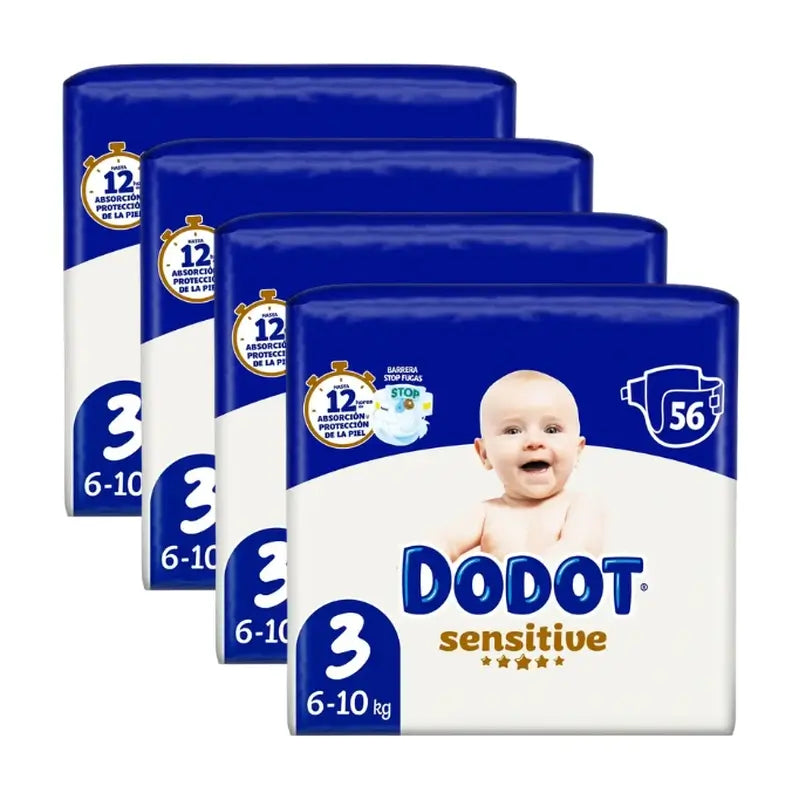 Dodot Sensitive Size 3 (6-10 Kg), 224 Nappies