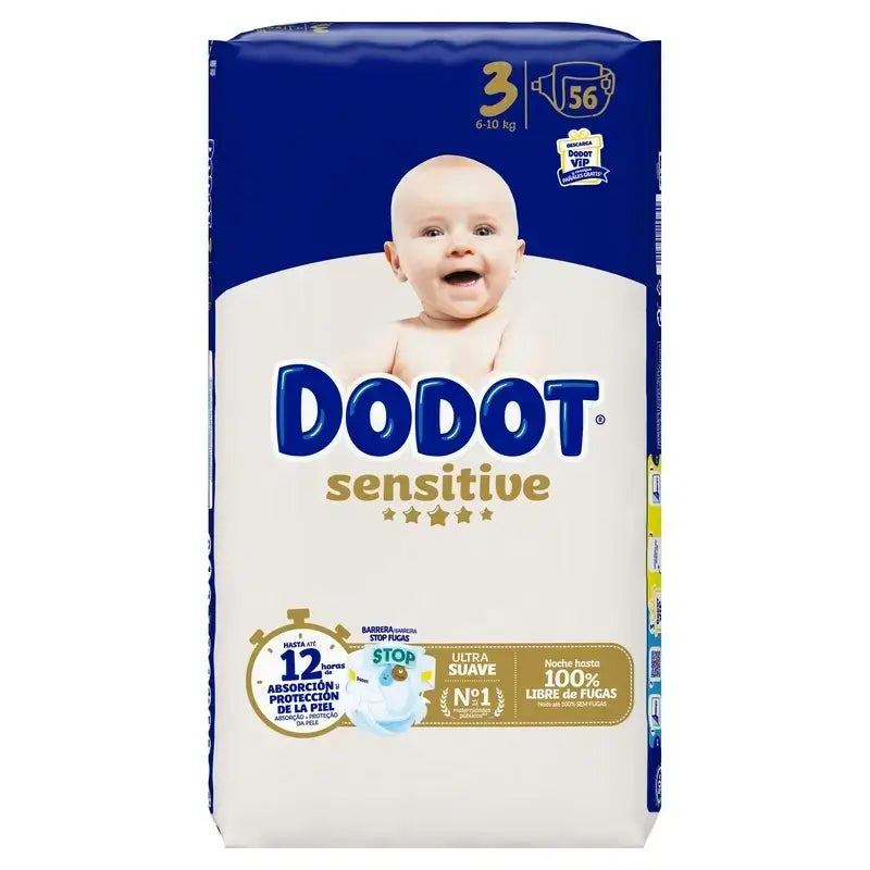 Dodot Sensitive Size 3 (6-10 Kg), 224 Nappies