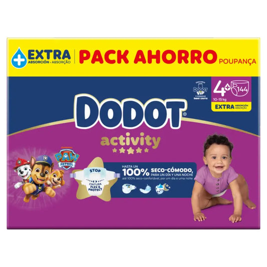 Dodot Activity Size 4+, 10kg-15kg, 144 Nappies