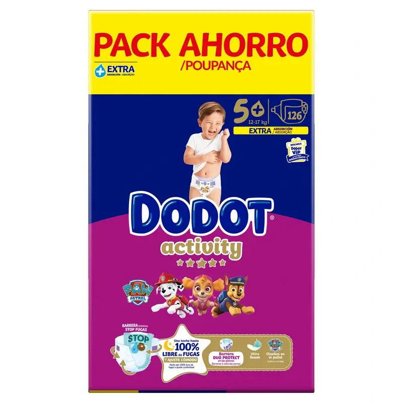 Dodot Activity Size 5+, 12kg-17kg, 126 Nappies