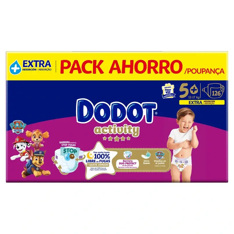 Dodot Activity Size 5+, 12kg-17kg, 126 Nappies