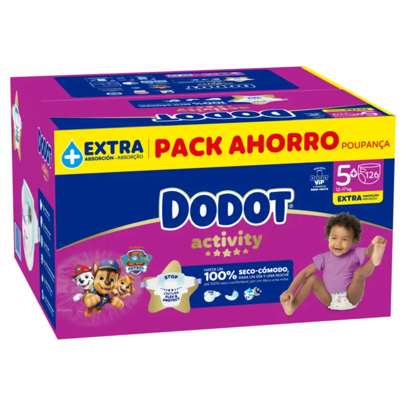 Dodot Activity Size 5+, 12kg-17kg, 126 Nappies