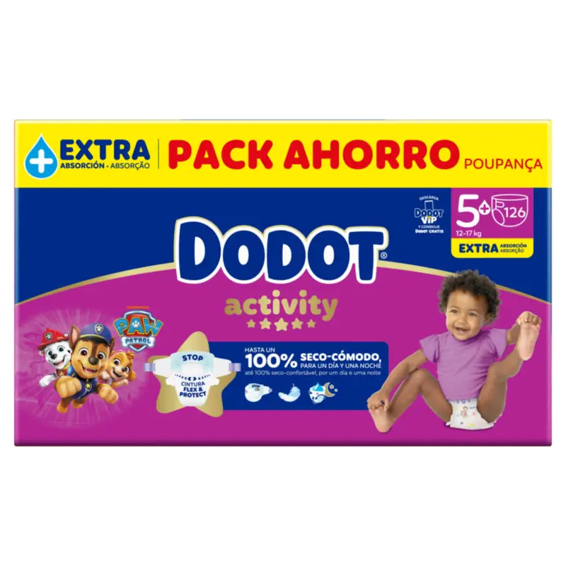 Dodot Activity Size 5+, 12kg-17kg, 126 Nappies
