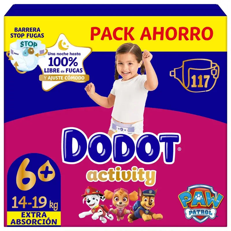 Dodot Activity Size 6+, 14kg-19kg, 117 Nappies