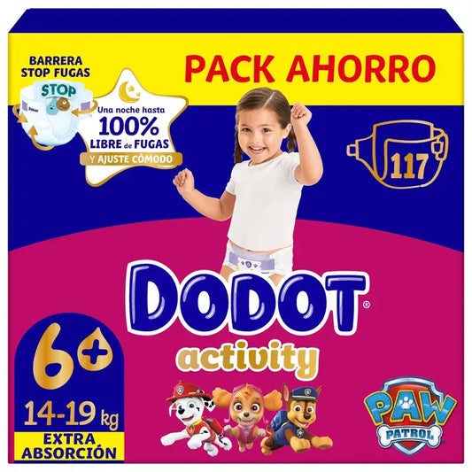 Dodot Activity Size 6+, 14kg-19kg, 117 Nappies