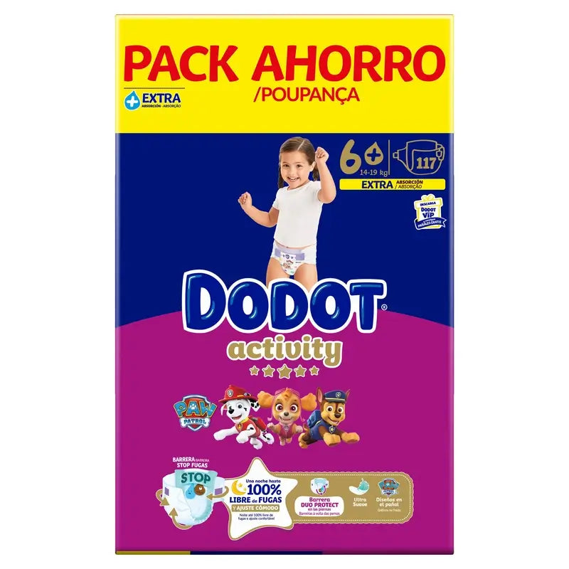 Dodot Activity Size 6+, 14kg-19kg, 117 Nappies