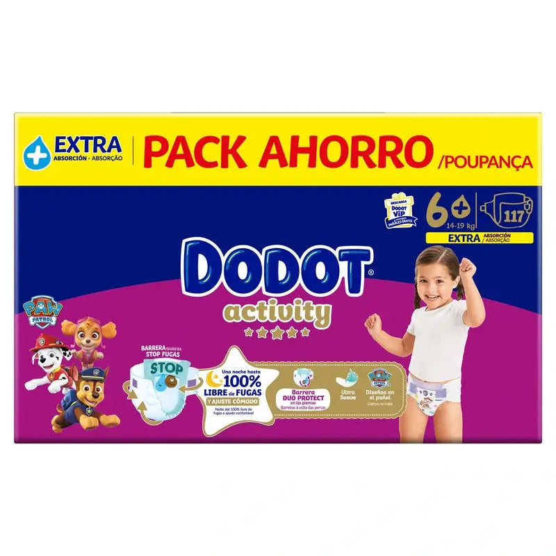 Dodot Activity Size 6+, 14kg-19kg, 117 Nappies