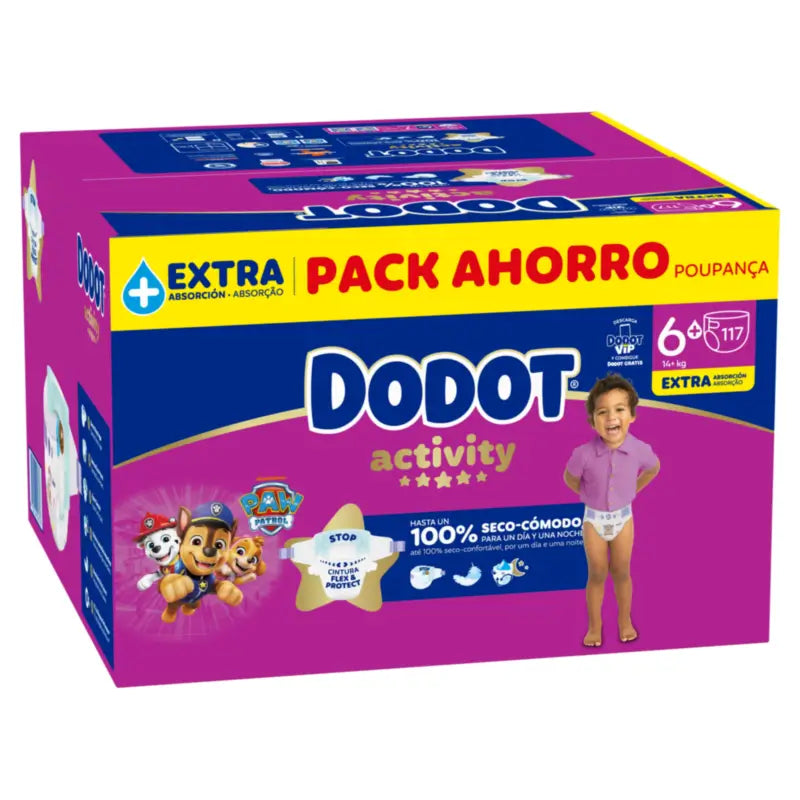 Dodot Activity Size 6+, 14kg-19kg, 117 Nappies