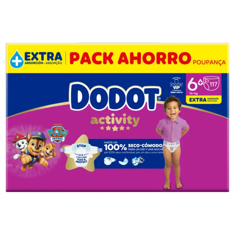 Dodot Activity Size 6+, 14kg-19kg, 117 Nappies